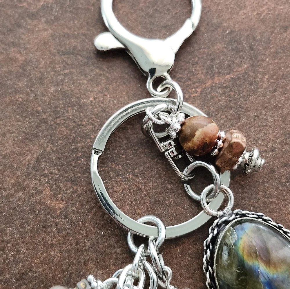 Agate Jasper Stone Glass Purse Charm or Keychain Handcrafted